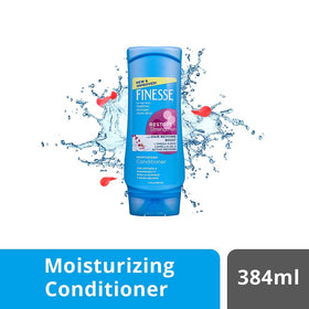 Finesse moisturizing conditioner 13oz pack label closeup highlights omega-9 boost.