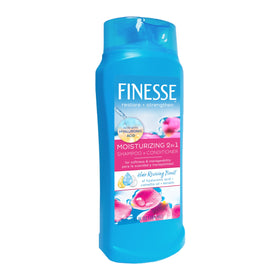 FINESSE Restore bottle pour highlights hydrating 2in1 formula for silky, moisturized hair.