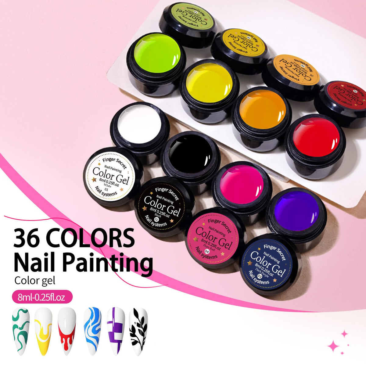 Finger Secret nail art pens applying patterns, ideal for beginners