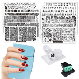 FingerAngel leaves and flowers nail plate V17-32 for easy at-home nail art