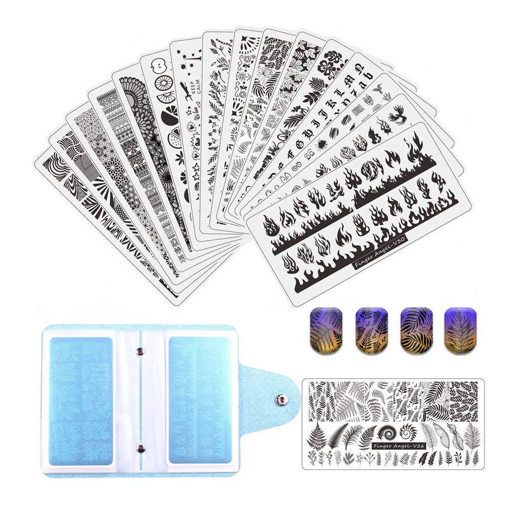 FingerAngel stamping plates set V17-32 enables quick, customizable designs