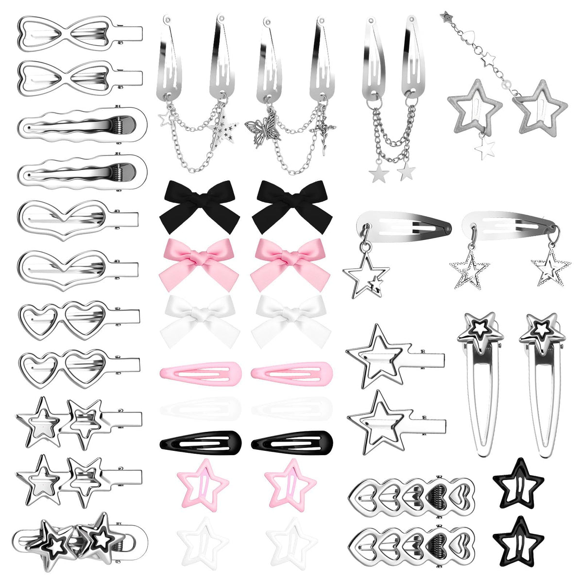 Fingertip WD star clip in pink adds playful sparkle for daily hairstyles.