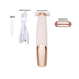 Finishing Touch Flawless Nu Razor 18K gold blades provide hypoallergenic shaving.