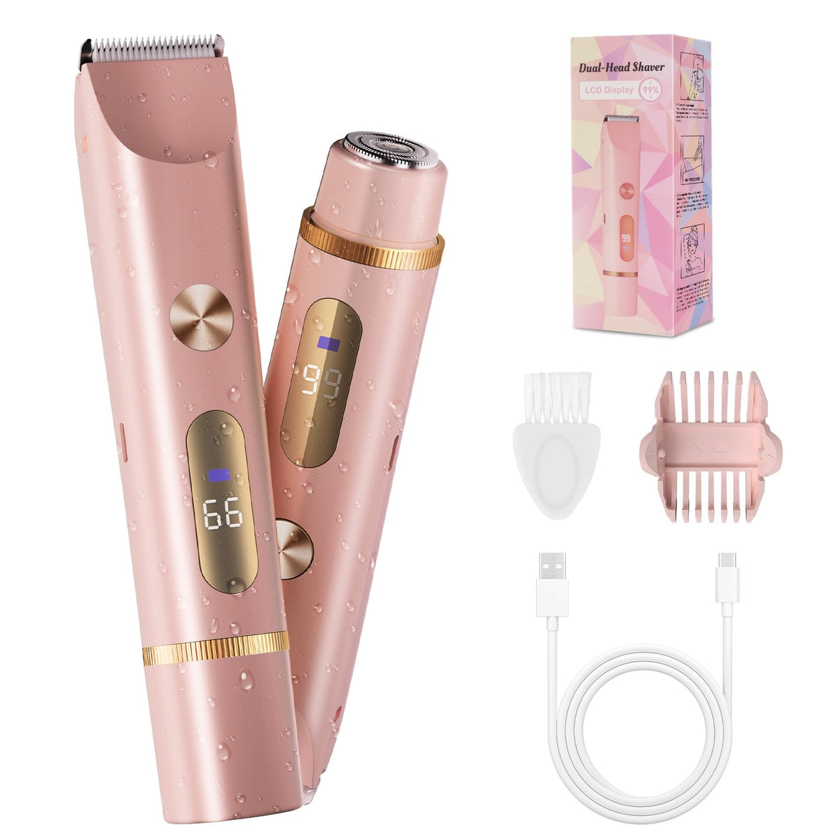 FIONOFY bikini trimmer front view shows a gentle design for sensitive skin.
