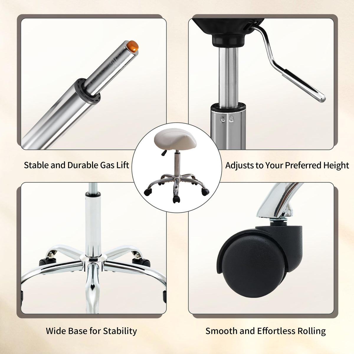 FIRAVOE Saddle Stool withstands 300+ lbs with durable construction.