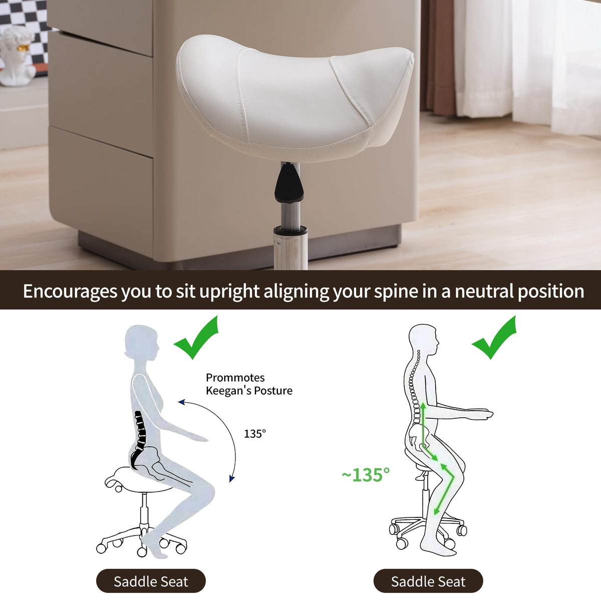 FIRAVOE Saddle Stool ergonomic design supports posture during long shifts.