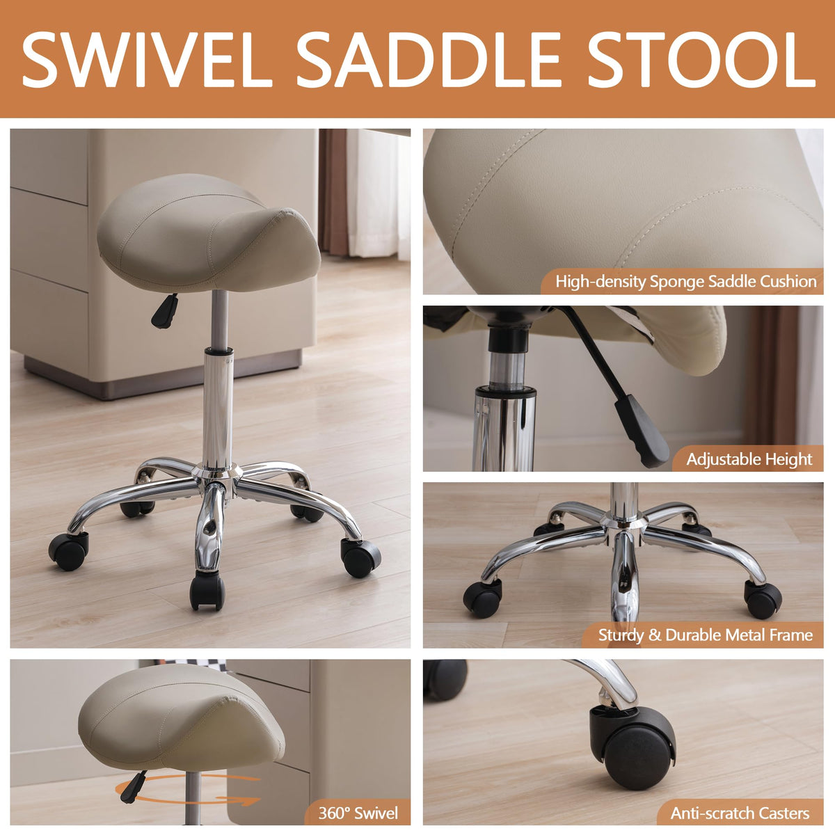 FIRAVOE saddle stool ideal for salons, clinics, and studios needing reliable seating.
