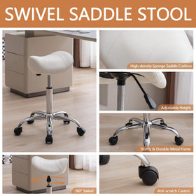 FIRAVOE Saddle Stool upholstered in PU leather for a premium look and feel.