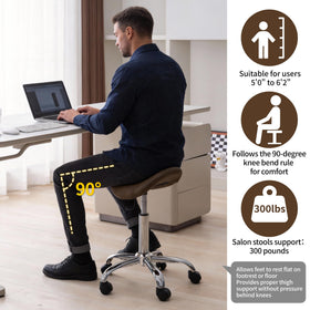FIRAVOE Saddle Stool 360 swivel for smooth, quiet mobility.