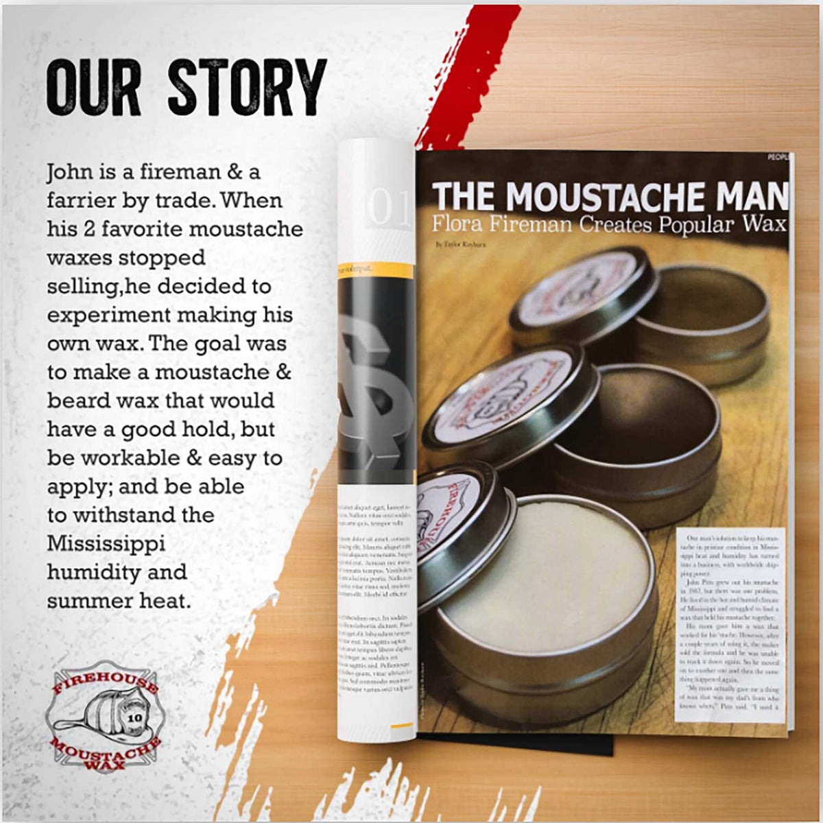 Firehouse Moustache Wax all-weather performance for any conditions