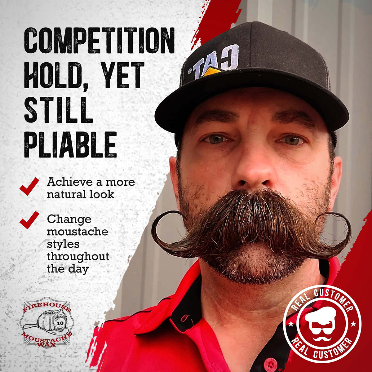 Firehouse Moustache Wax being applied for a smooth, natural look