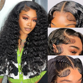 FIRIEYA deep wave lace front wig 22 inch showing natural hairline and full waves for versatile styling