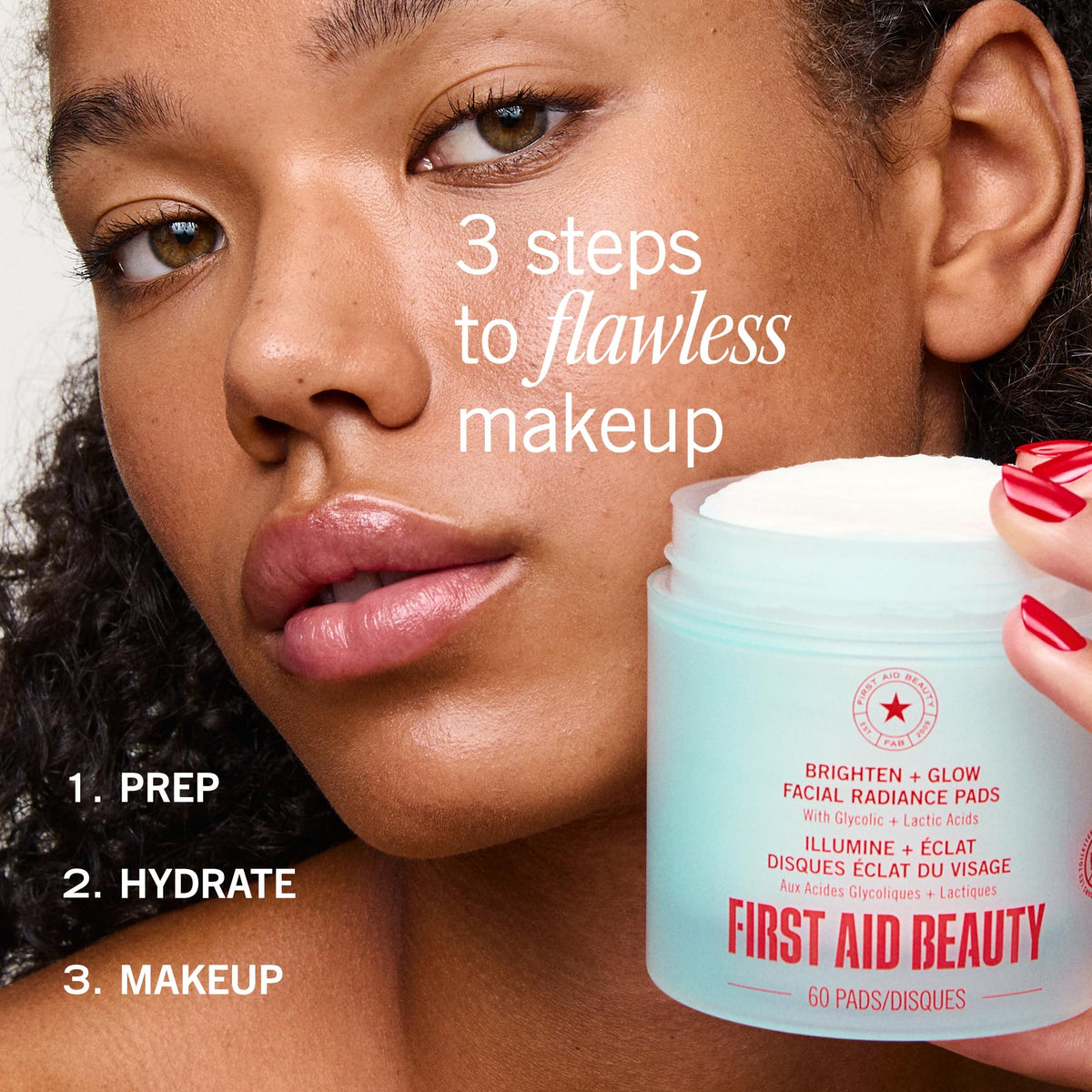 First Aid Beauty Brighten Glow Pad fragrance-free formula supports sensitive or reactive skin.