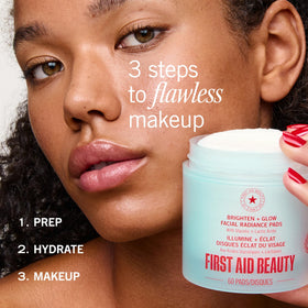 First Aid Beauty Brighten Glow Pad fragrance-free formula supports sensitive or reactive skin.