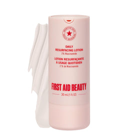 First Aid Beauty Lactic Lotion bottle highlighting lightweight hydration for even skin tone and post-acne fading