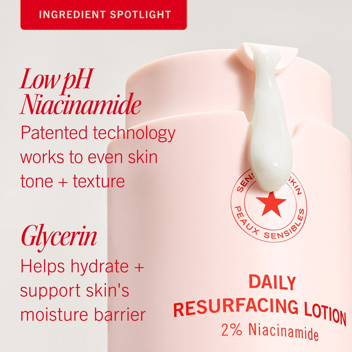 Top of First Aid Beauty Lactic Lotion bottle showing easy dispensing design