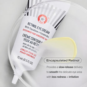 First Aid Beauty Retinol Eye Cream closeup on skin with smooth texture.