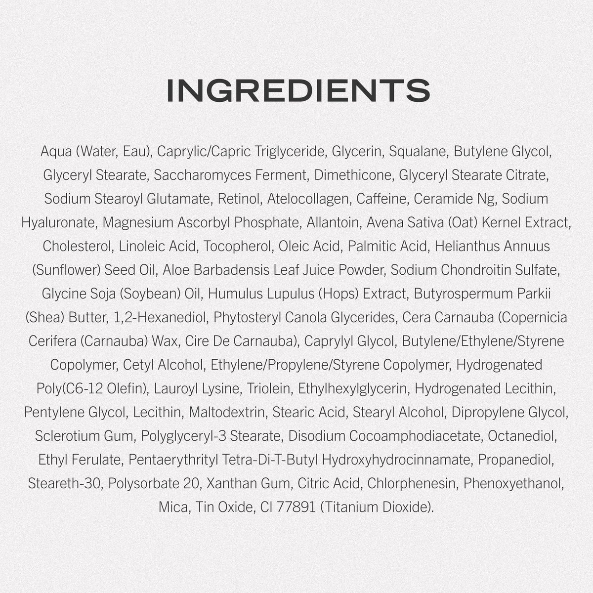 First Aid Beauty Retinol Eye Cream ingredients highlight, includes Squalane and Ceramides.