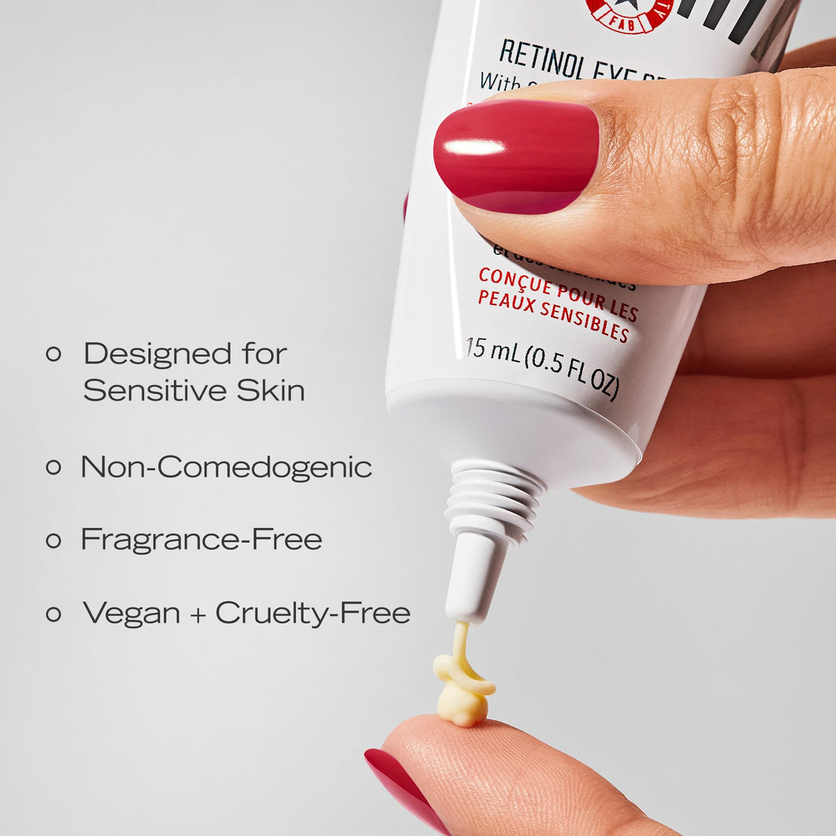 First Aid Beauty Retinol Eye Cream packaging shown for reference.
