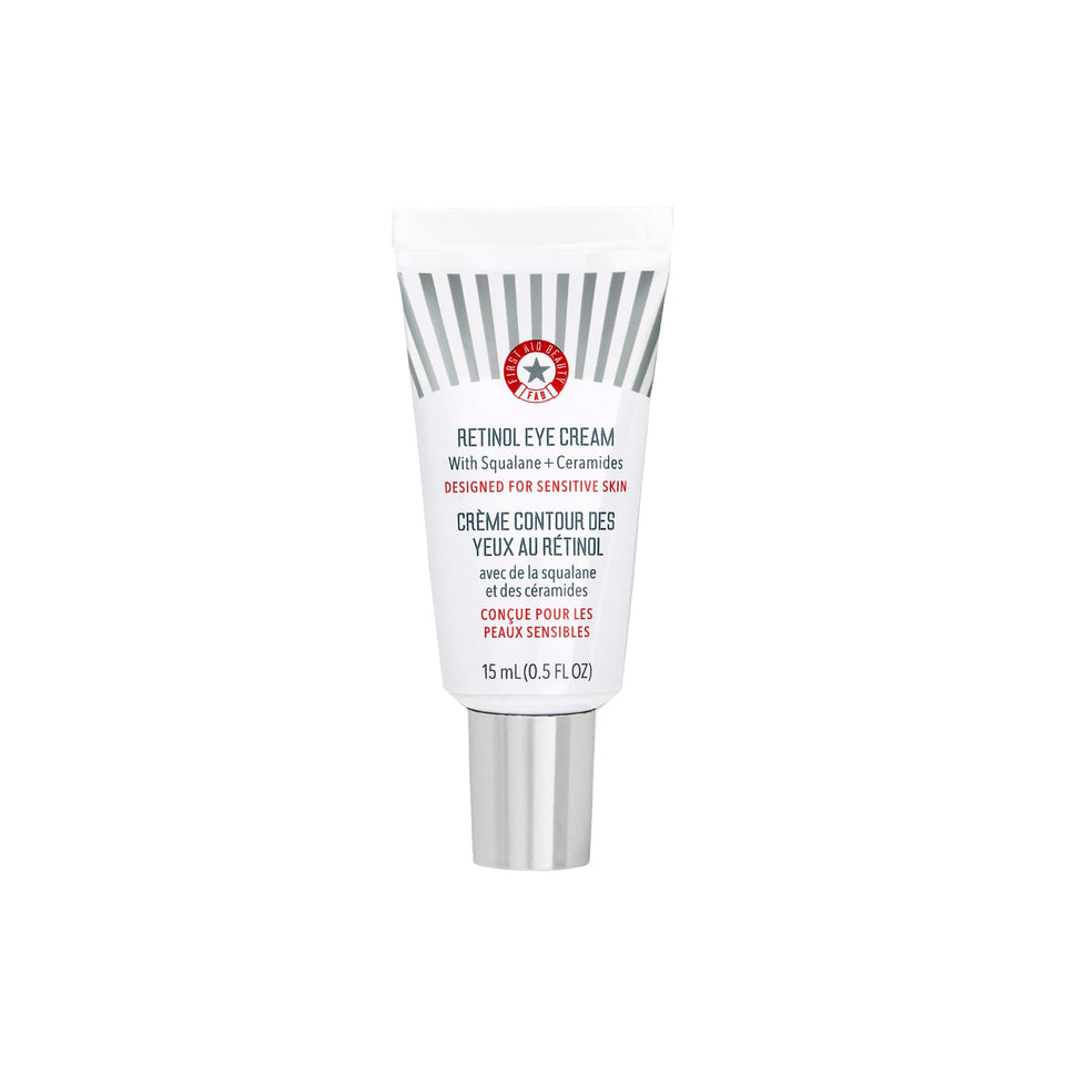 First Aid Beauty Retinol Eye Cream tube, hydrating formula for delicate eye skin.