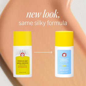 First Aid Beauty sunscreen layered under makeup without pilling for a smooth look.