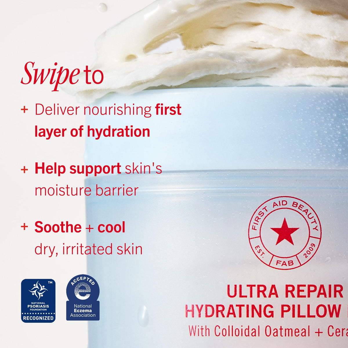 First Aid Beauty pillow pad with ceramides reinforces the skin barrier while hydrating