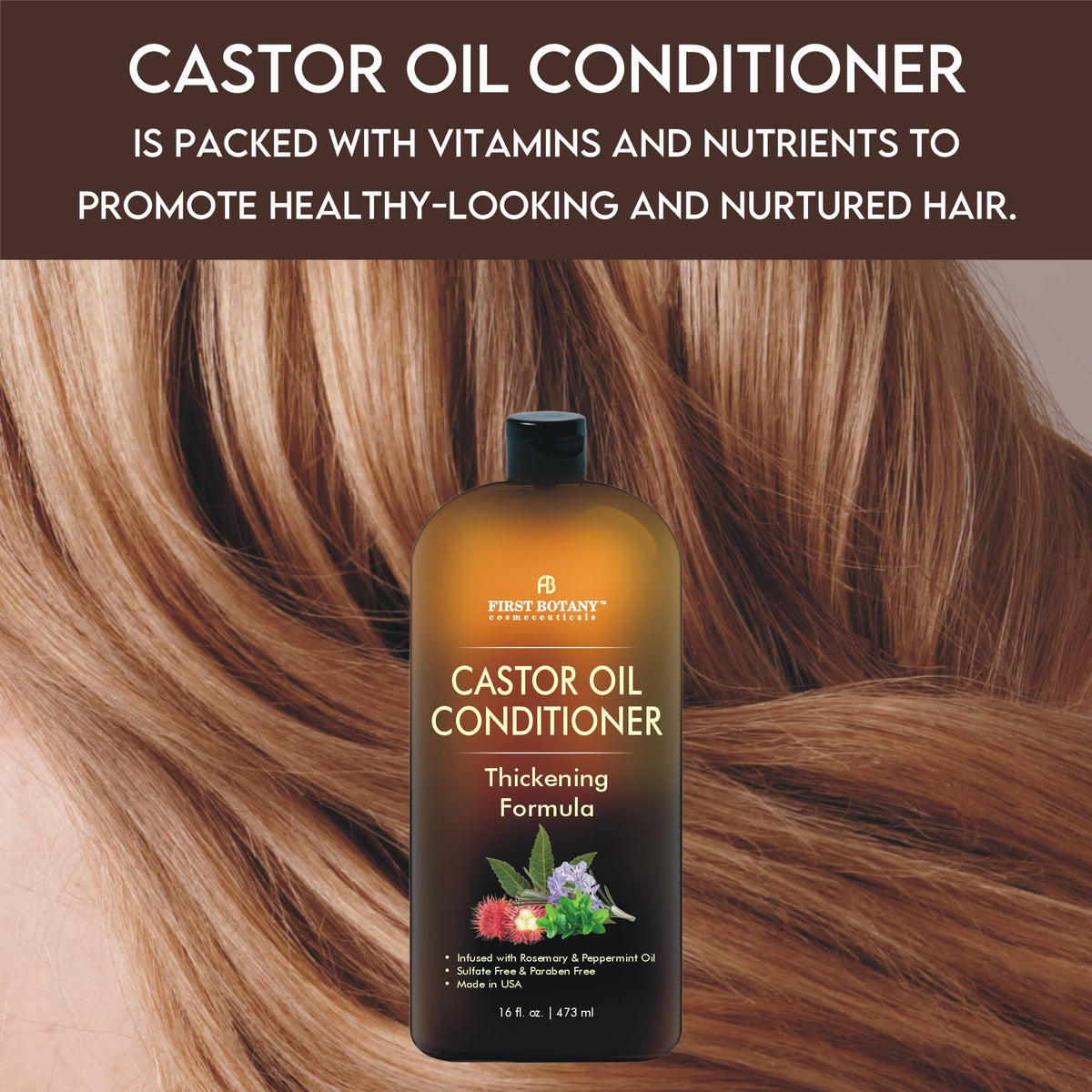 First Botany Castor Oil Conditioner creamy texture enhances moisture.