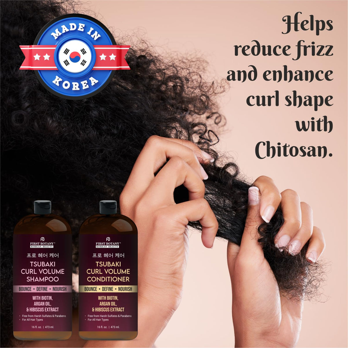 First Botany Curl Volume Conditioner application on hair showing smooth defined strands