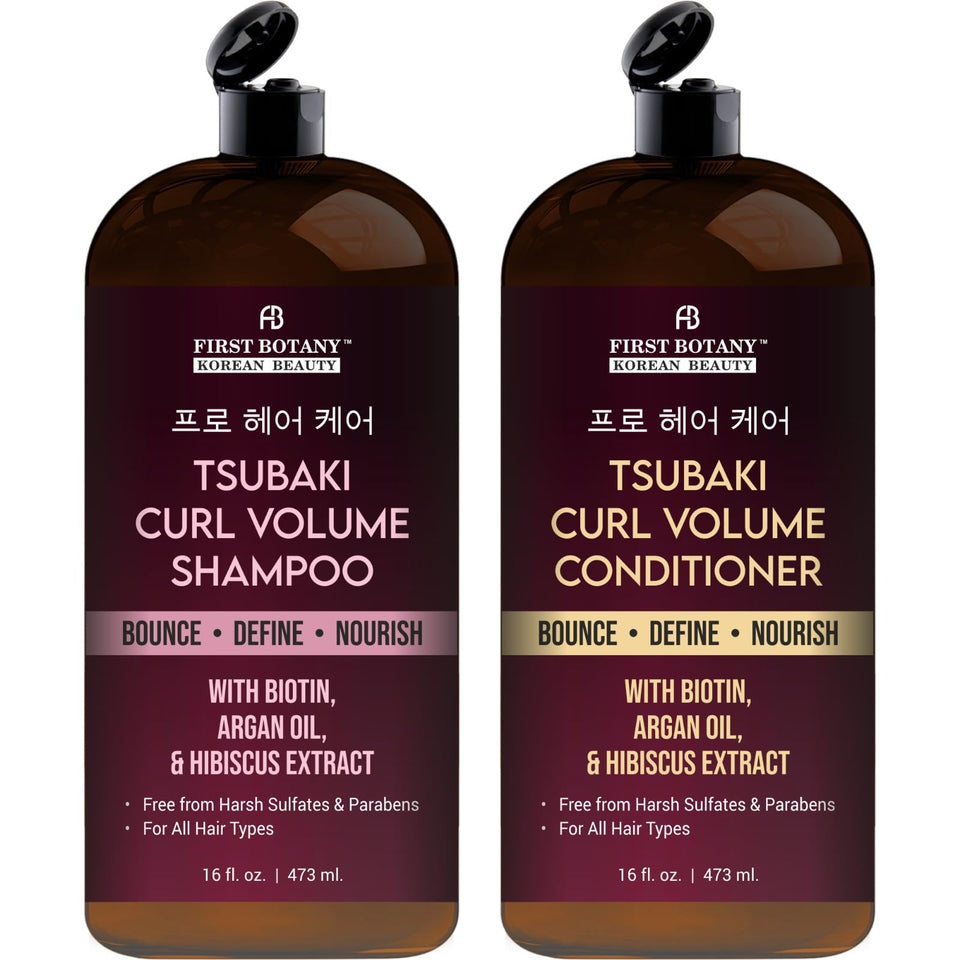 First Botany Curl Volume Shampoo bottle front showing branding and defined curls