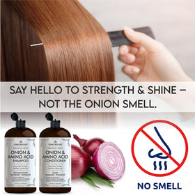 First Botany onion-extract closeup emphasizing nourishing base for hair vitality.