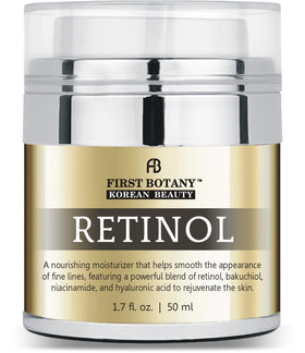 First Botany retinol moisturizer bottle pump for easy daily application and smoother-looking skin.