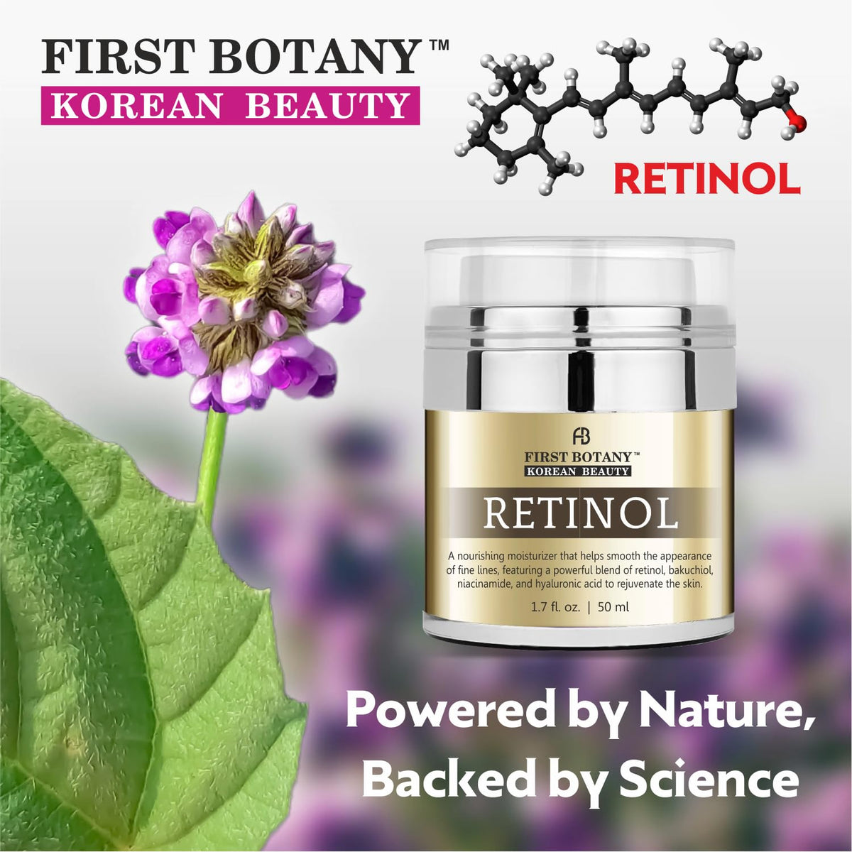 First Botany green tea extract detail indicating antioxidant support for sensitive skin.