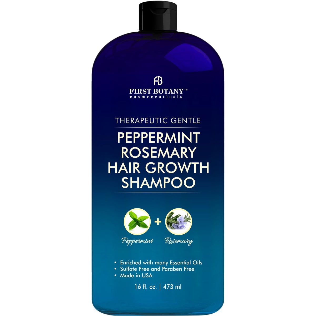 First Botany Peppermint Rosemary Shampoo bottle for daily hydration.