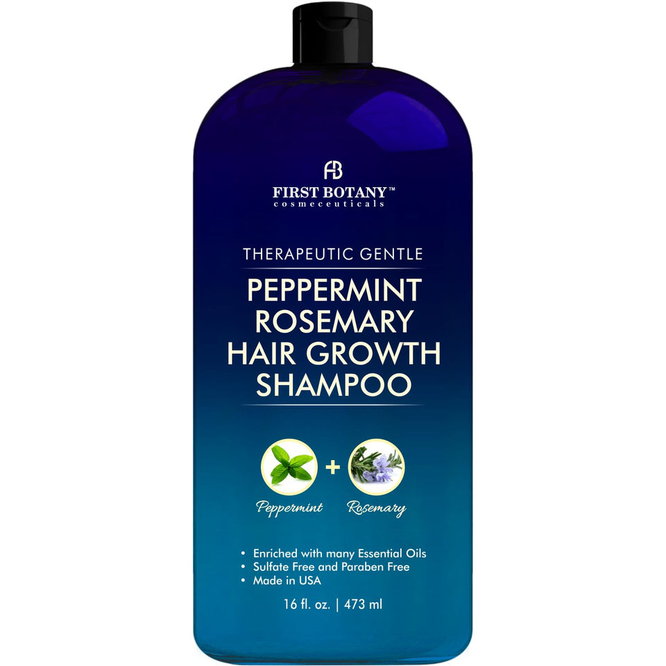 First Botany Peppermint Rosemary Shampoo bottle for daily hydration.