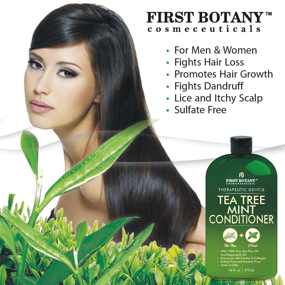 First Botany Tea Tree Oil Conditioner ingredients highlighting panthenol moisture