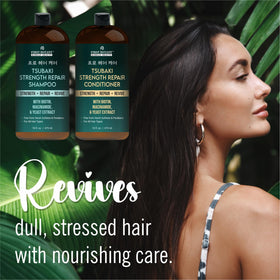 First Botany Tsubaki Strength Conditioner in use for detangled hair