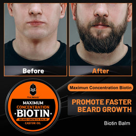 Hands apply First Melody beard balm for smooth, controlled styling.