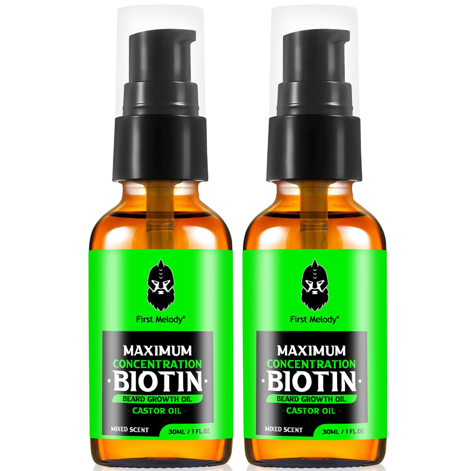 First Melody Beard Oil bottle closeup showing nourishing blend for fuller-looking beard