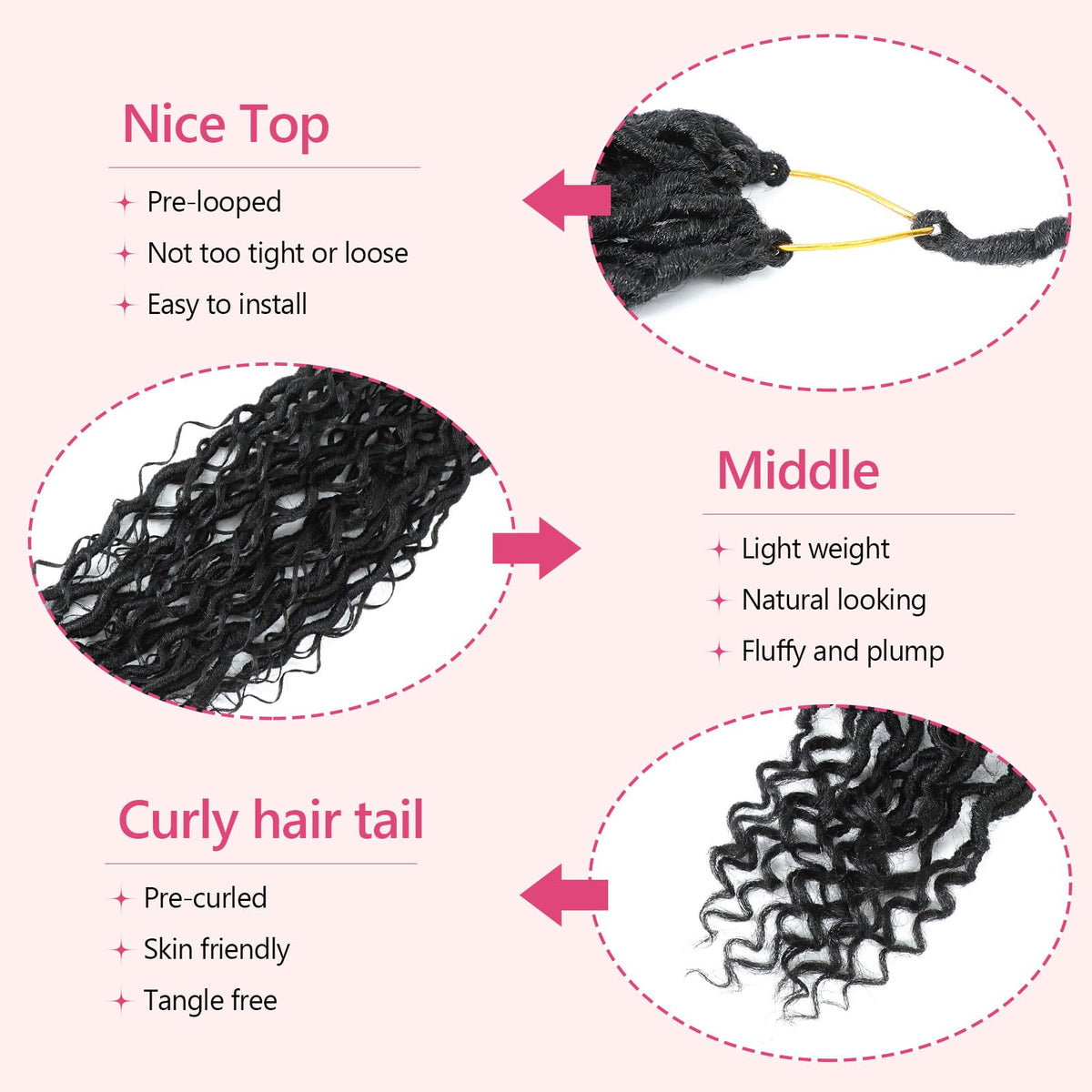 FIRSTCYH HAIR handmade lightweight locs for natural movement and comfort.