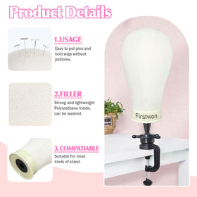 Firstwon 22-inch wig head on an adjustable tripod stand for versatile styling heights.