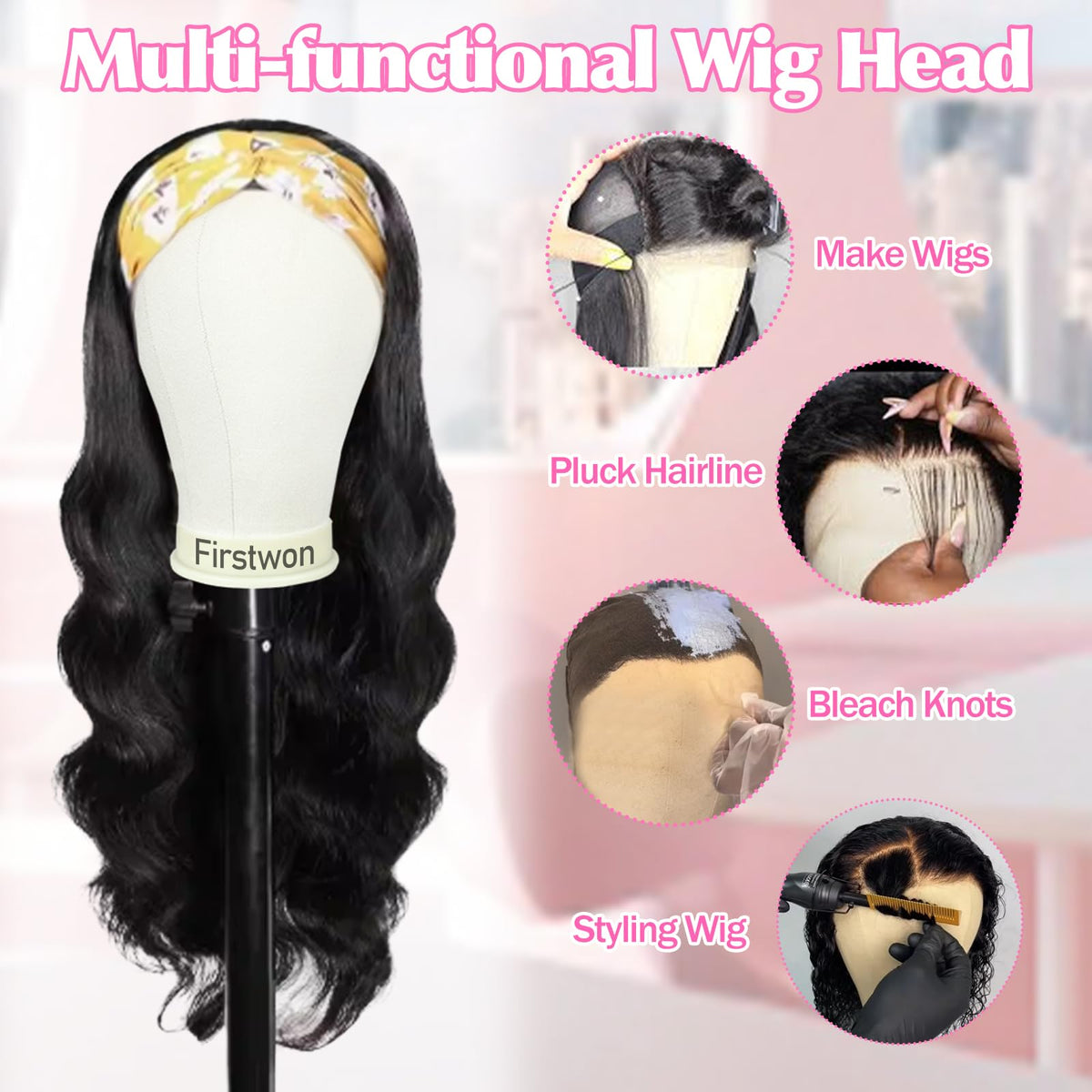 Firstwon lace wig cap helps anchor wigs for precise styling.