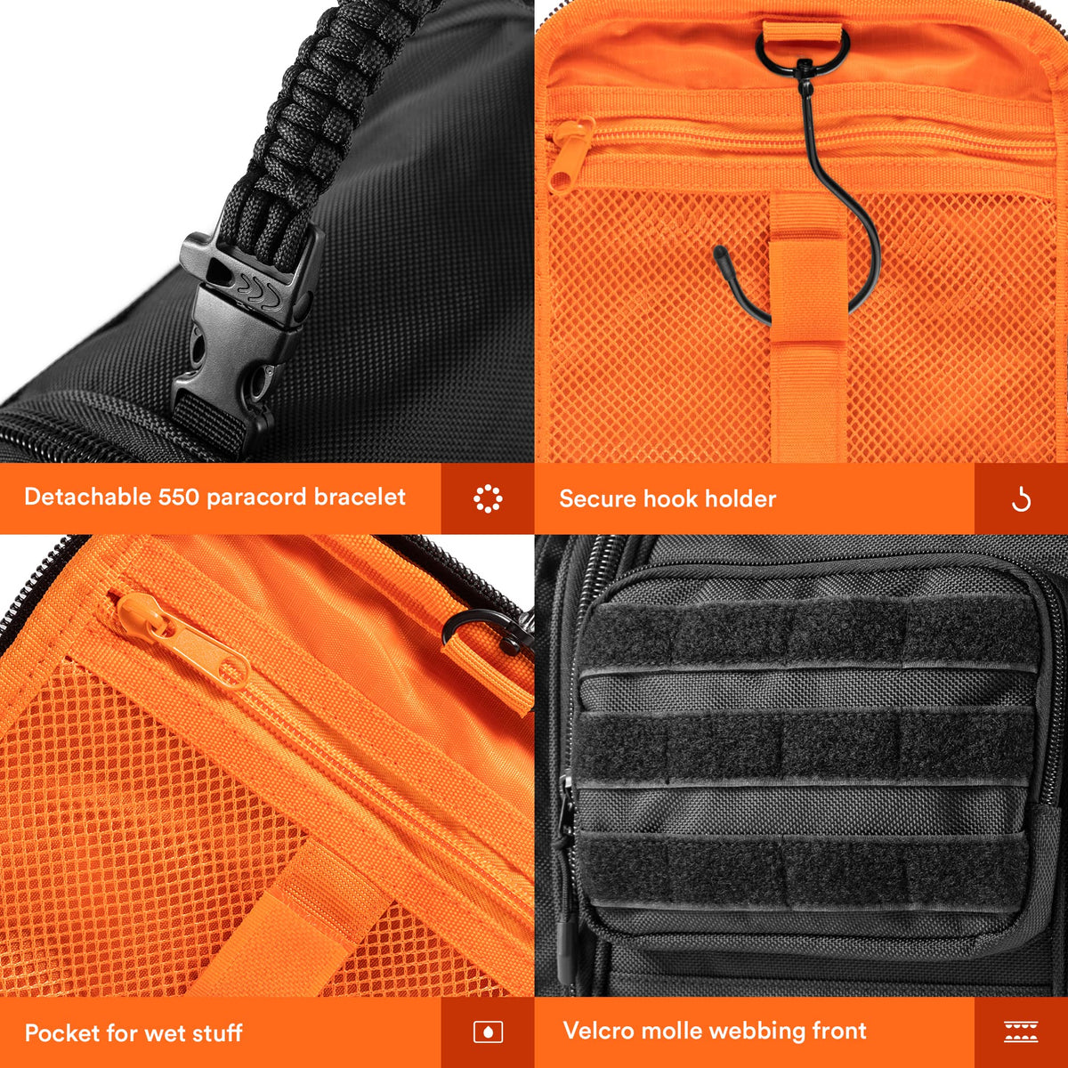 Durable waterproof fabric of Fitdom bag protects contents