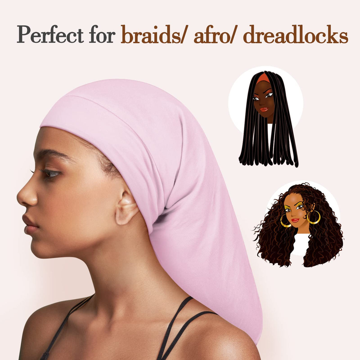 Fittia long bonnet with adjustable elastic band for a secure, comfortable fit