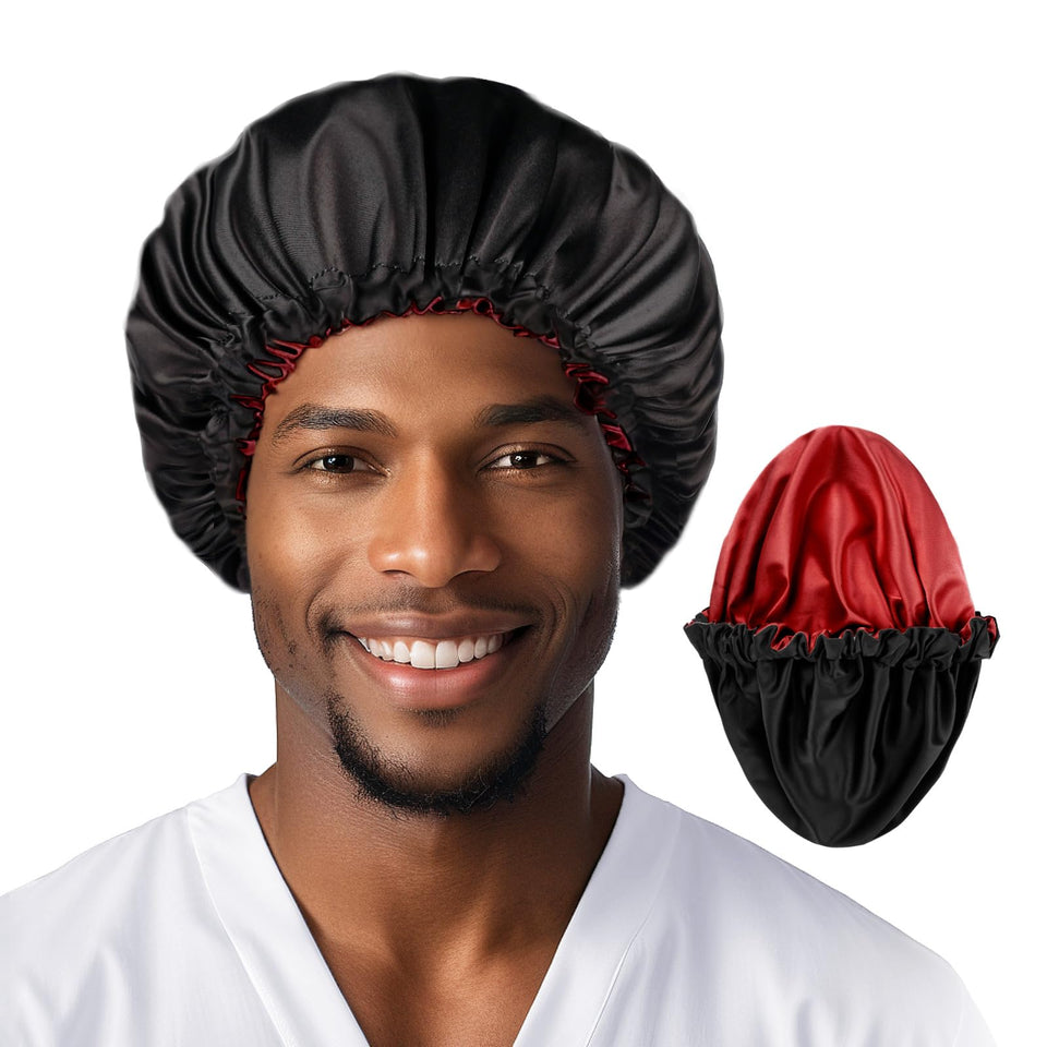 Fittia satin bonnet with adjustable strap provides secure, comfortable sleep for all head sizes.