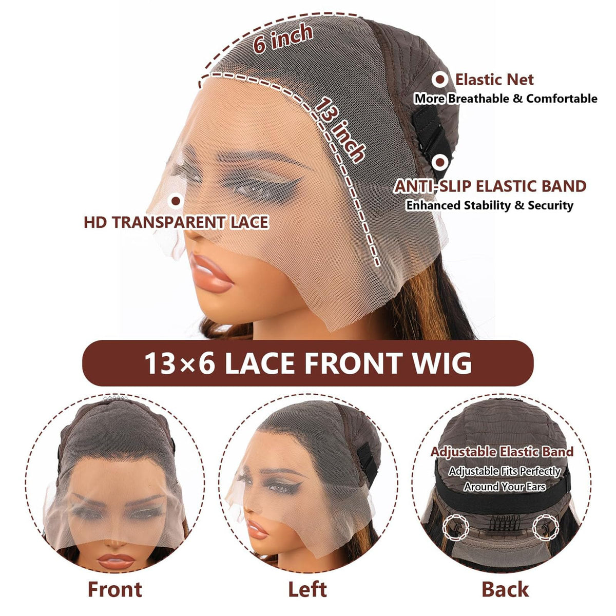 Fiumer 28-inch wig with 22.5-inch cap, adjustable strap and four combs