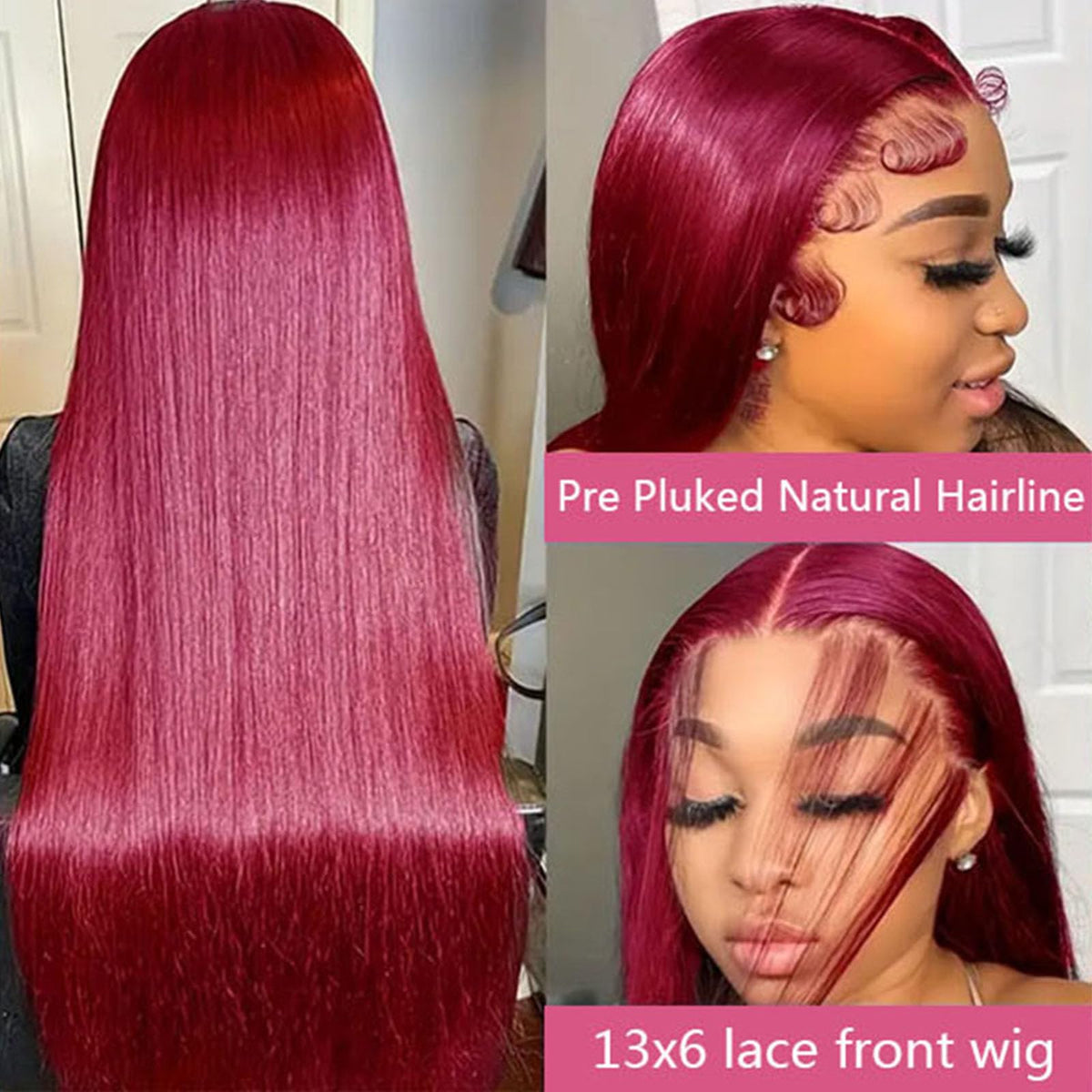 Fiumer Burgundy wig side-part demonstrates versatile styling options