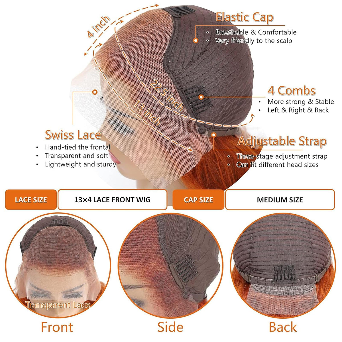 Fiumer ginger wig 13x4 lace front detail for realistic blend