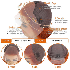 Fiumer ginger wig 13x4 lace front detail for realistic blend