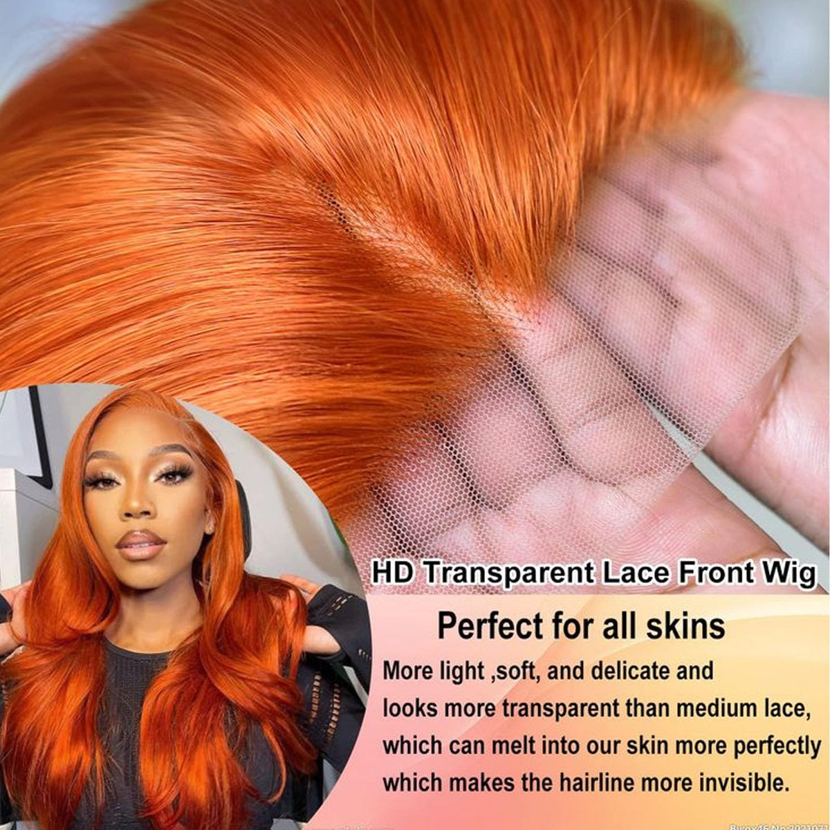 Fiumer ginger wig 180 density offers full soft hair without heaviness