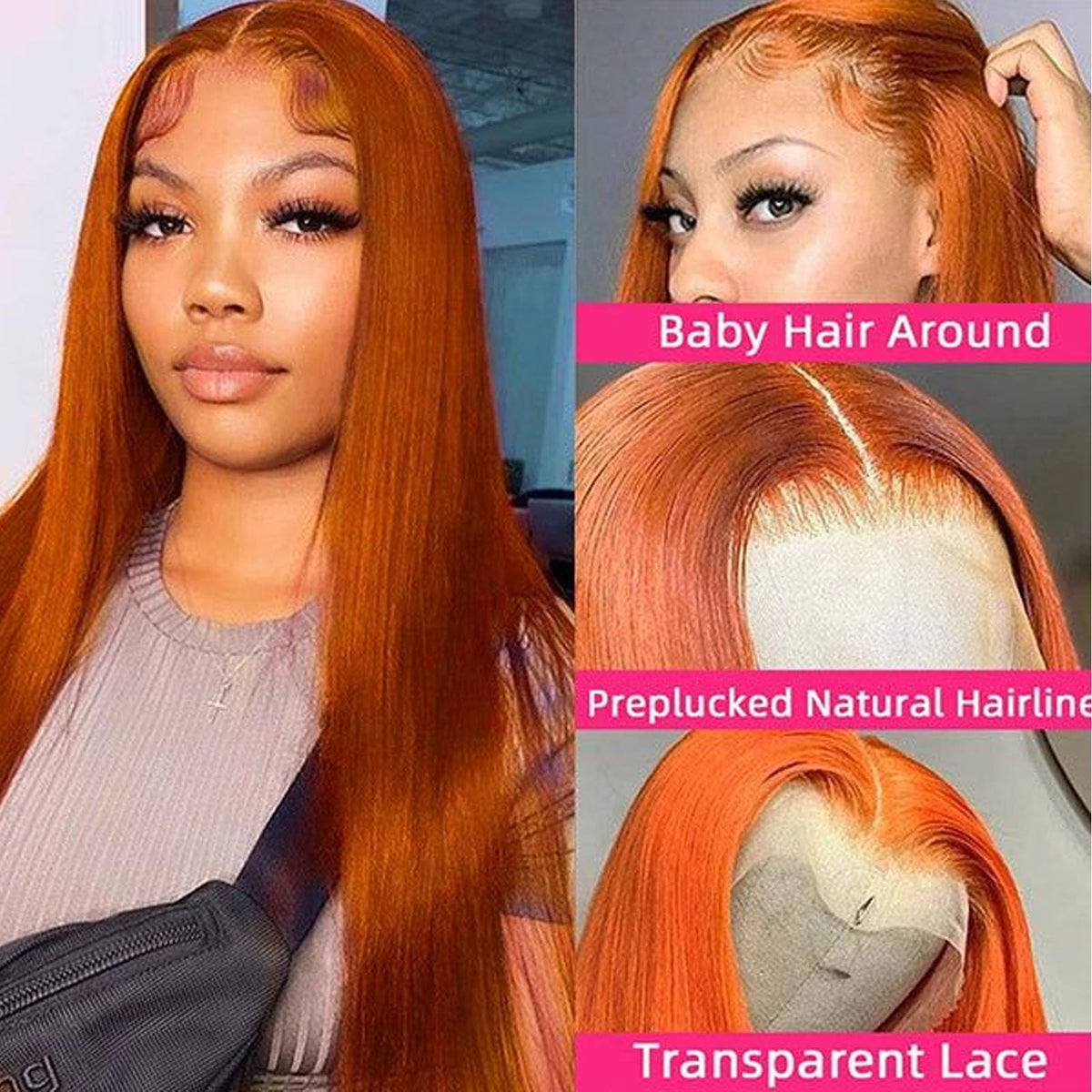 Fiumer ginger wig HD transparent lace blends with skin for a seamless hairline